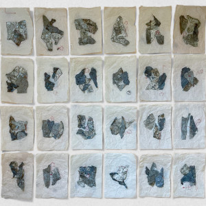 Danielle Orsinger: Heimwehen (Ausschnitt), 2024, 55-teilig, Mixed Media